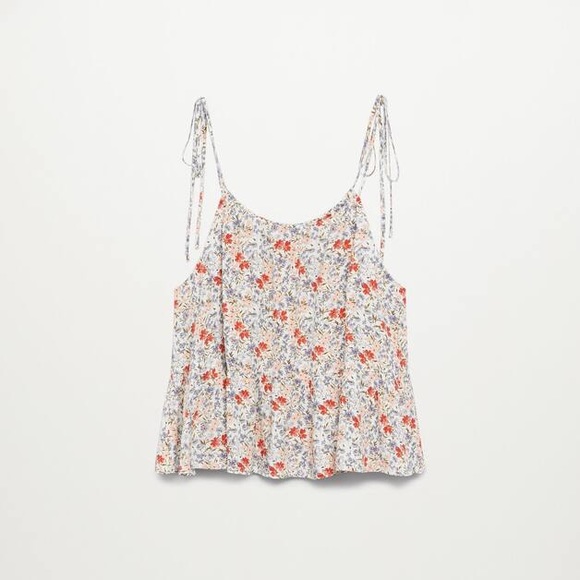 Mango printed top. Flowy fabric, thin tie up straps, lightweight. - Picture 3 of 6